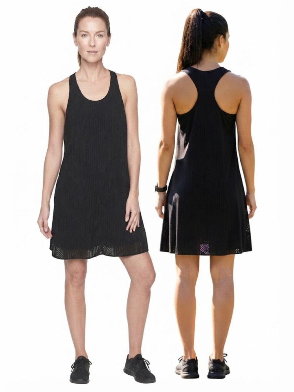 Athleta Brookfield Laser Cut Athletic Dress - Black - Size S - Mini Racerback